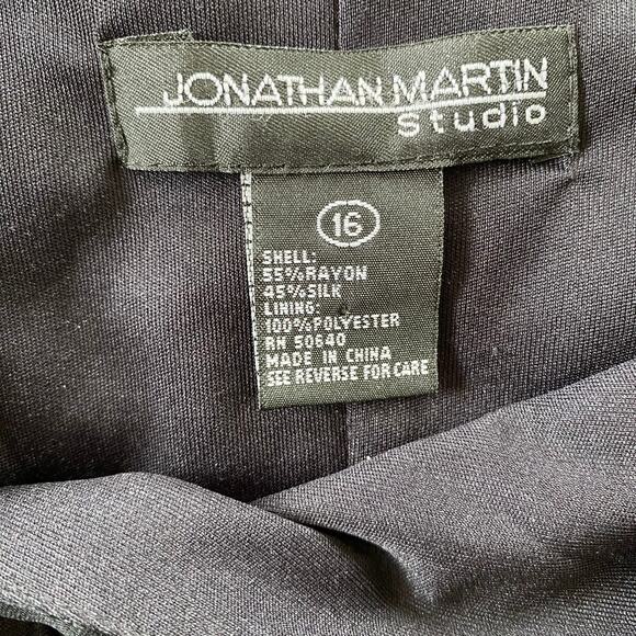 Jonathan Martin Studio Women’s Black Lined Cocktail Midi Dress Size 16 - Picture 4 of 10